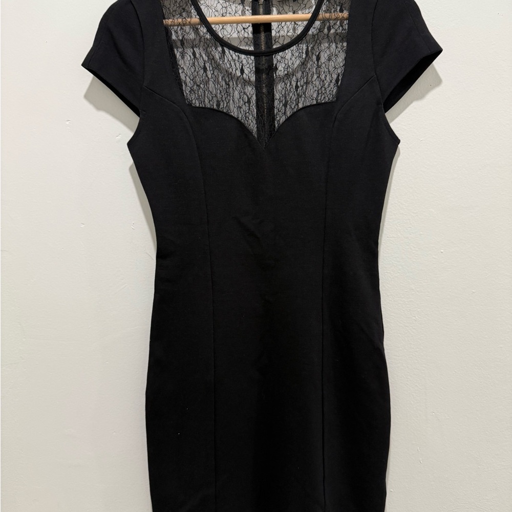 Guess Black Mini Dress with Lace Accent